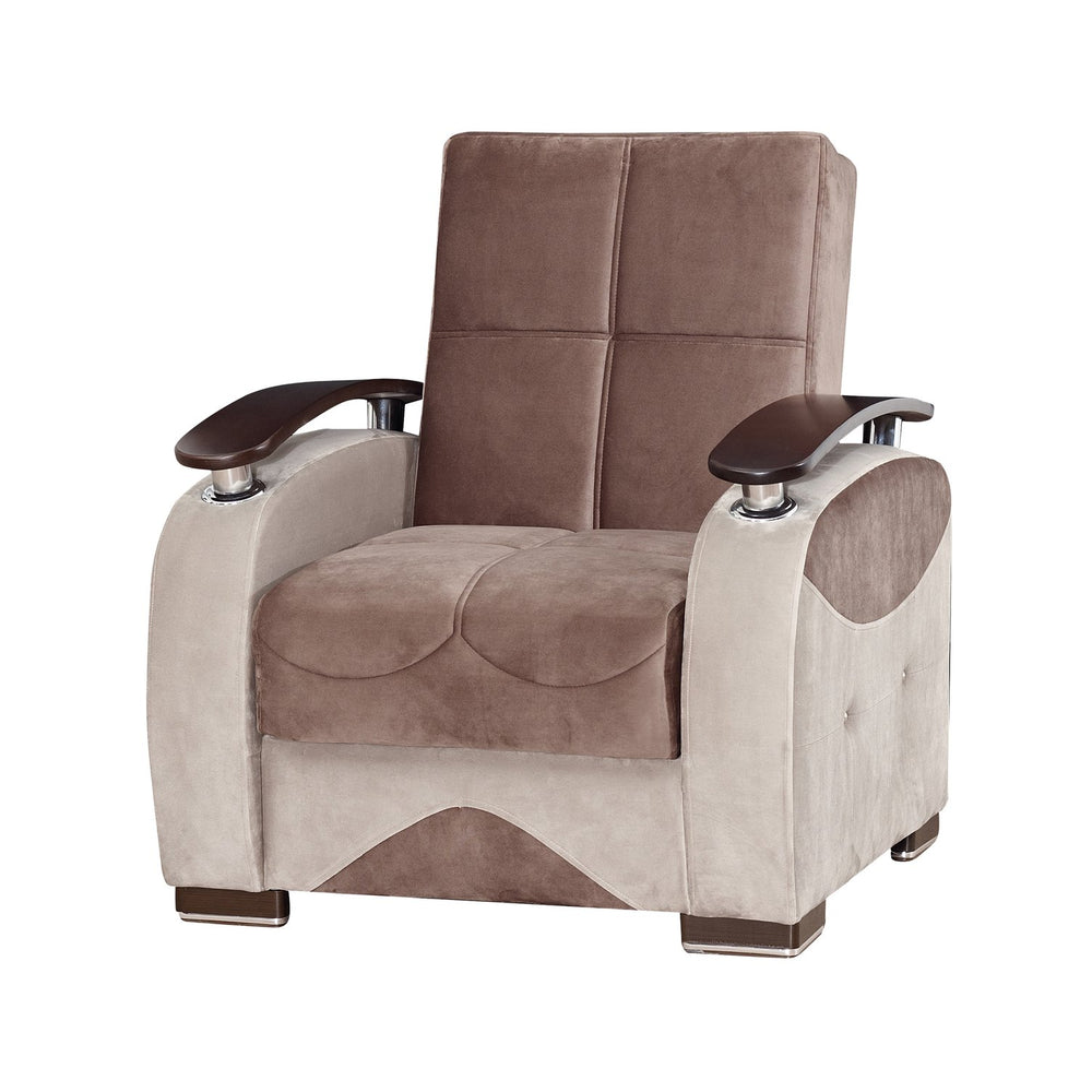 English Elm PrimeNest Yalise Convertible Upholstered Armchair with Storage & Pillows, Microfiber, Brown+Gray B030P286240
