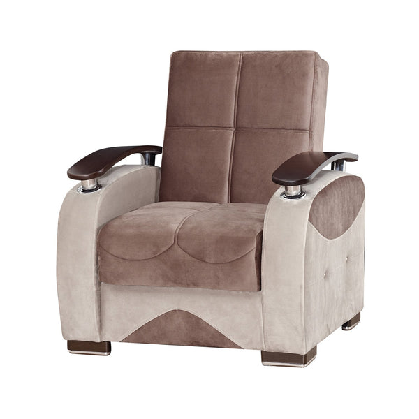 English Elm PrimeNest Yalise Convertible Upholstered Armchair with Storage & Pillows, Microfiber, Brown+Gray B030P286240
