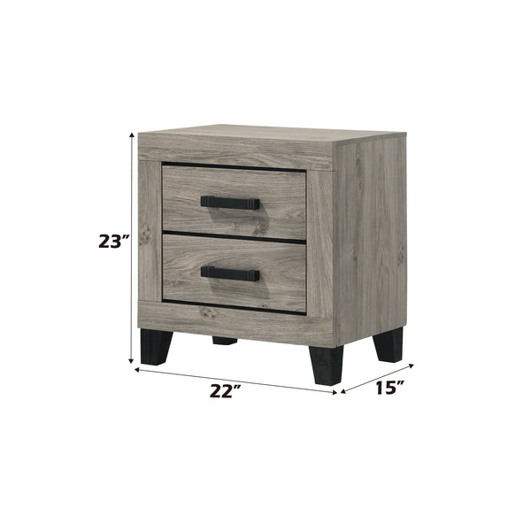 English Elm Mari Contemporary Queen Bed Frame in Gray Wood Finish with 10" Clearance, 220lb Capacity, Slat Support Light Gray 48.3 L x 34.3 W x 19.3 H B2726S00448