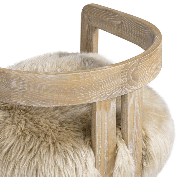 English Elm Jennifer Taylor Home - Millwick Rustic 26.5" Low Back Counter Stool with Genuine New Zealand Sheepskin Fur, Blonde Finish B2719P281851