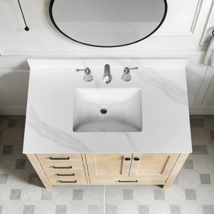 English Elm 37-inch Carrara Quartz Vanity Top Undermount Sink Backsplash Stain Resistant Bath W2699P459406