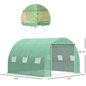 English Elm Outsunny Walk-in Hoop Greenhouse Steel Frame Pe Cover with Mesh Ventilation Windows W2225P217786