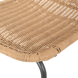 English Elm Boho Faux Rattan Outdoor Dining Chairs Wicker Weave Scroll Back Patio Set of 2 66899.00LBRN