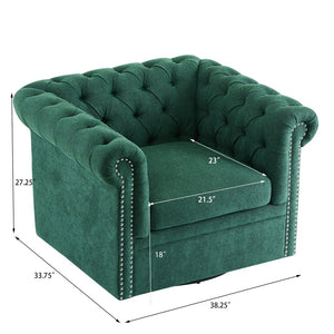English Elm Christopher Knight Home® - Chesterfield Swivel Club Chair with Deep Button Tufting, Nailhead Trim, 360° Metal Swivel Comfort Dark Green 39.25 L x 33.85 W x 27.85 H N776P195601T