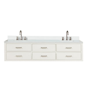 English Elm White Double Bath Vanity With Cultured Marble Top, Chrome Faucets & Soft-Close Cabinetry, 80" W B2731P258128-GIGA