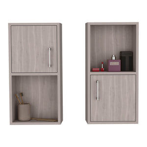 English Elm Wall Mounted Bathroom Medicine Cabinet White Oak 24" H – Compact 2-Door, 4-Shelf Engineered Wood Storage B097P199745