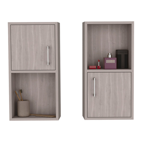 English Elm Wall Mounted Bathroom Medicine Cabinet White Oak 24" H – Compact 2-Door, 4-Shelf Engineered Wood Storage B097P199745