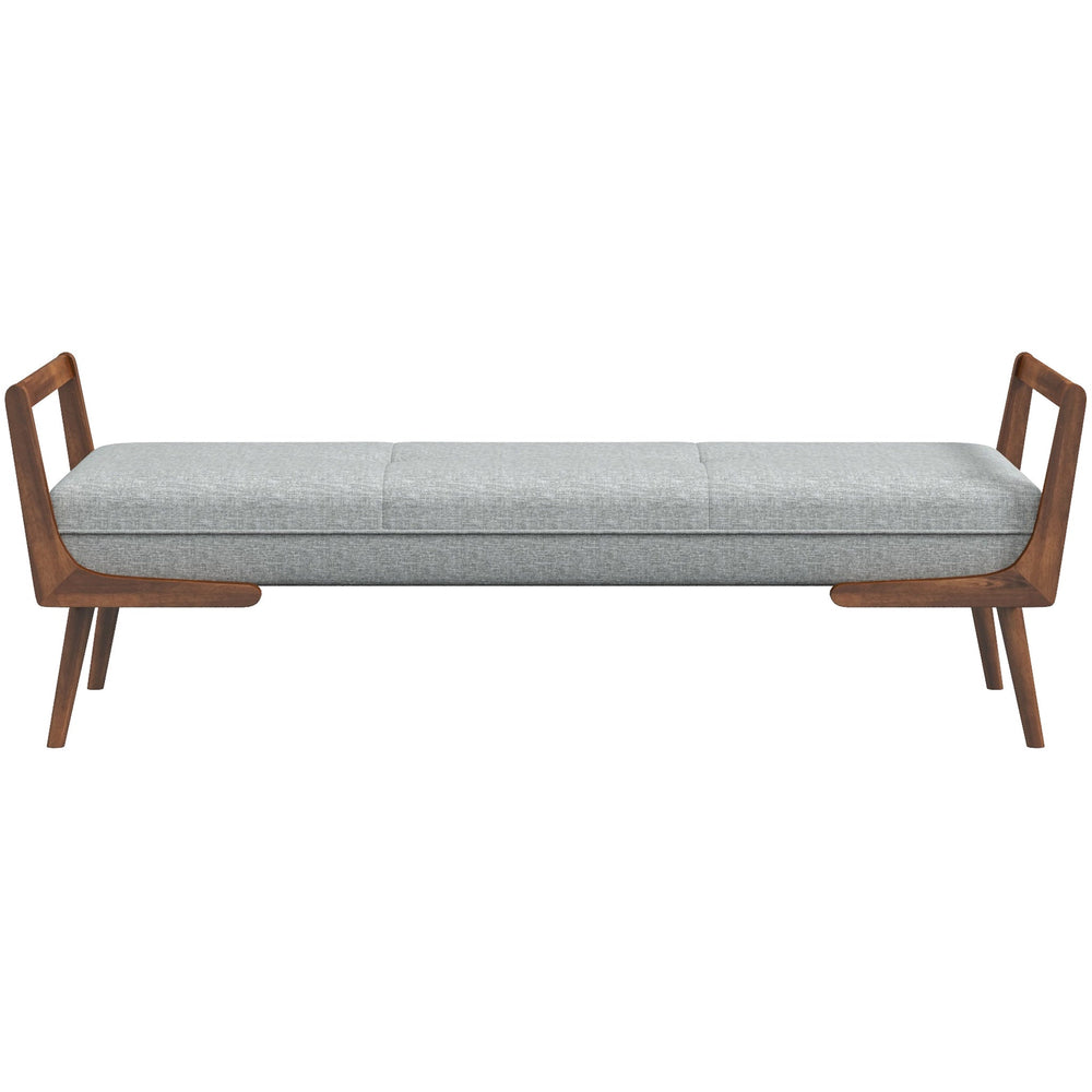 English Elm Ashcroft Furniture - Modern Cora Mid Century Gray Tufted Velvet Bench with Walnut Tapered Legs for Entryway & Living Room B183P201765