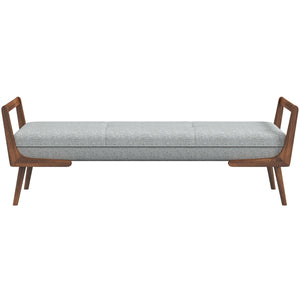 English Elm Ashcroft Furniture - Modern Cora Mid Century Gray Tufted Velvet Bench with Walnut Tapered Legs for Entryway & Living Room B183P201765