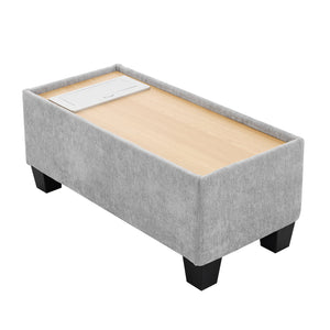 English Elm 90" U-shaped Sectional Sofa Modular Couch with Movable Ottoman, Hidden Charging Coffee Table, Durable Comfort Grey N719S001780E