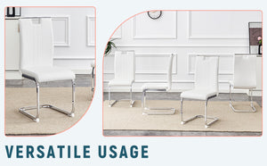 English Elm Set Of 4 Bow-Shaped White Pu Chairs - Modern Ergonomic Design For Comfort In Any Contemporary Space W3226P279081-GIGA