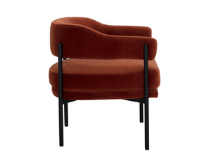 Sunpan Lola Lounge Chair - Contemporary Comfort with Elegant Curves and Matte Black Iron Frame Design Meg Rust