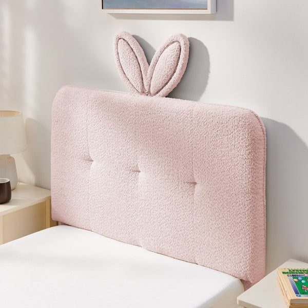 English Elm Twin Kids Boucle Upholstered Bed Rabbit Ear Headboard Led Lighting Four Storage Drawers Pink W1413P384920
