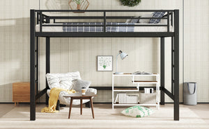 English Elm Queen Metal Loft Bed With Easy Climbing Ladder & Safety Guardrails – Perfect For Stylish Space-Saving! W1580S00341-GIGA