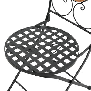 English Elm Christopher Knight Home® - Lambert Outdoor Chat Set Black & Red - Ornate Water-Shedding Ceramic Tile Seats, Iron Frame Patio Elegance N775P215527B