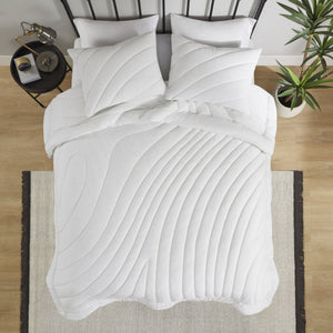 English Elm 3 Pcs King/Cal King Puffy Comforter Set - Soft White Poly Jersey Bedding With Antimicrobial Care B035P319899