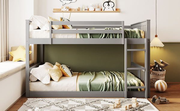 English Elm Full Over Bunk Bed Pine Frame Gray Finish Kids Guest Room Sleep Solution LT100207AAE
