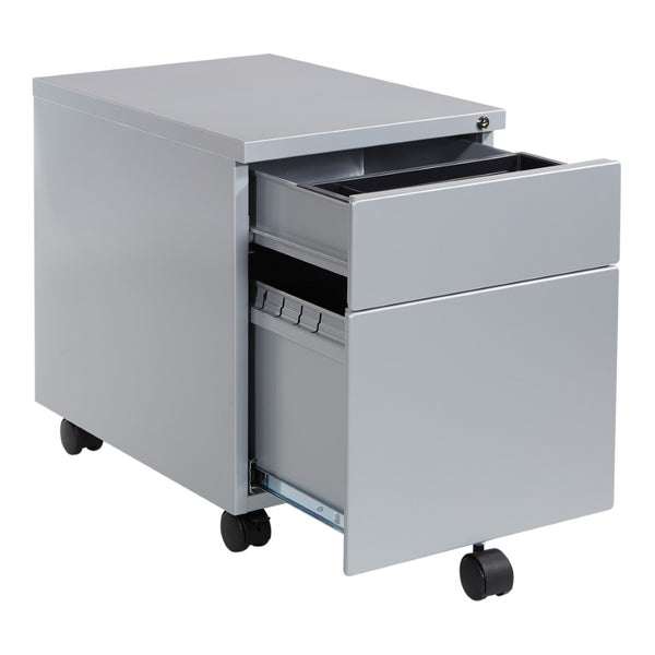 OSP Home Furnishings 22" Mobile Steel File Pedestal with Locking Drawers for Office or Standing Desk Use PM22BF-SV