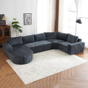 English Elm 139" Oversized Modular Sofa Cloud Sectional with Deep 22.8" Seat Pocket Springs Chenille Comfort for Living Room Grey N719S001730E