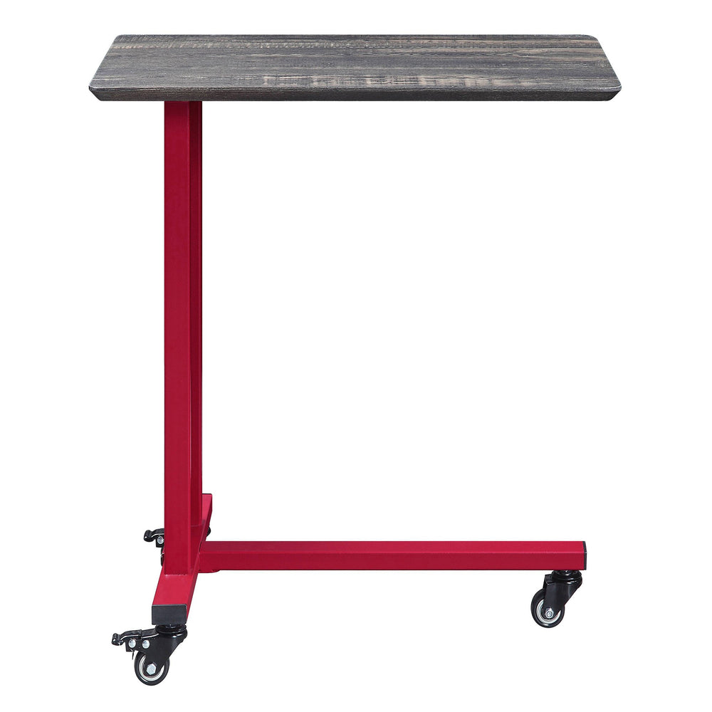 English Elm Red Industrial Accent Table with Wheels & Matching Wall Shelf – Cargo Container Style, Metal Wood Blend B062P186442