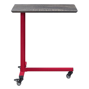 English Elm Red Industrial Accent Table with Wheels & Matching Wall Shelf – Cargo Container Style, Metal Wood Blend B062P186442