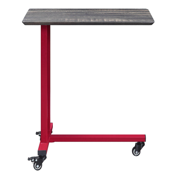 English Elm Red Industrial Accent Table with Wheels & Matching Wall Shelf – Cargo Container Style, Metal Wood Blend B062P186442