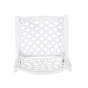 English Elm Phoenix Cast Aluminum Outdoor Dining Arm Chairs Ornate Lattice Scroll Garden Set White 54589.00WHI
