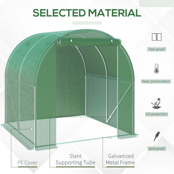 English Elm Outsunny Walk-in Tunnel Greenhouse Steel Frame Pe Cover Uv Protection Season Extender W2225P229101