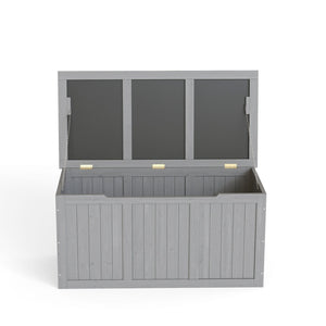 English Elm 67 Gallon Solid Wood Outdoor Deck Box with Seat and Tabletop for Patio Storage W2640P327221