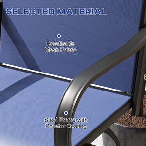 English Elm Outsunny 360° Swivel Outdoor Bar Stools - Set Of 2 Navy Blue Steel Frame Chairs For Patio Comfort W2225P174464-GIGA