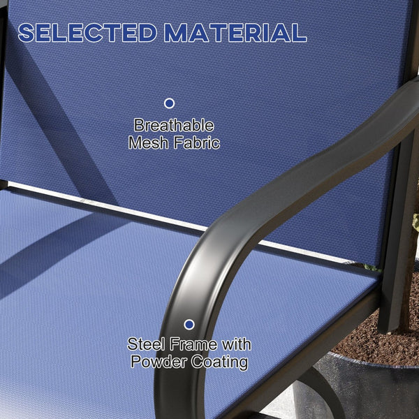 English Elm Outsunny 360° Swivel Outdoor Bar Stools - Set Of 2 Navy Blue Steel Frame Chairs For Patio Comfort W2225P174464-GIGA