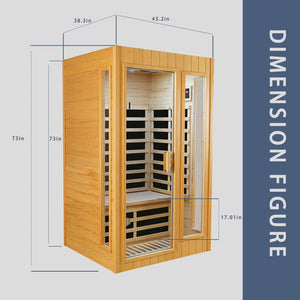 English Elm Hemlock Two Person Far Infrared Indoor Sauna with Bluetooth Audio and Led Lighting W2611P172614