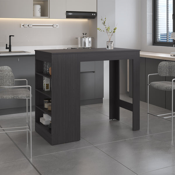 English Elm Greer Vertical Bar Table with 4 Open Shelves, Compact Space-Saving Home Bar for Small Rooms B200P362008