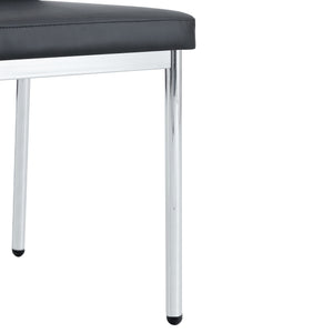 English Elm Luxury Simple Chair Set Of 4 - Elegant Black Pu Leather Dining Chairs With Stylish Silver Legs W1151P282690