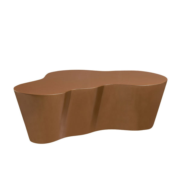 English Elm 50 Inch Sculptural Fiberglass Coffee Table Ready to Use Focal Point for Modern Living Rooms Brown W876P452390