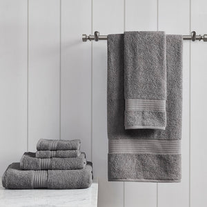 Madison Park Organic Modern/Contemporary 6 Piece Organic Cotton Towel Set MP73-7473 Charcoal