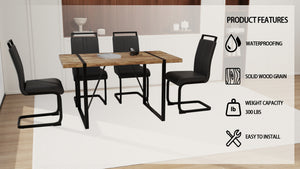 English Elm 55" Dining Table Set - Rustic Industrial 5-Piece Dining Set With Comfort Pu Chairs For Modern Spaces W2189S00179