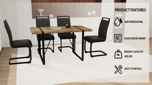 English Elm 55 Inch Industrial Farmhouse Dining Set with Mdf Top Four Pu Leather Cushion Chairs W2189S00935