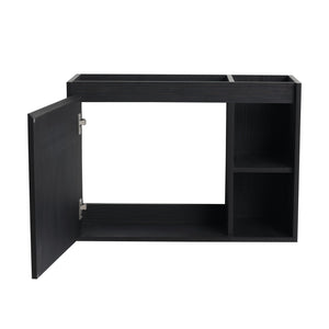 English Elm 28'' Wall-Mounted Bathroom Vanity with Glossy White Ceramic Sink, Soft-Close Doors, Water-Resistant Plywood Finish (Easy Assembly, KD Packing) W999P310767