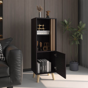 English Elm Storage Cabinet Black+Khaki with 1 Door 2 Shelves — Compact Engineered Wood Organizer, Eco-Friendly Design B097P262385