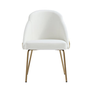 English Elm Gracie Metal Vegan Leather Dining Chair White & Gold — Luxurious Leatherette, High-Density Foam Comfort, 275 lb Capacity B365P397749