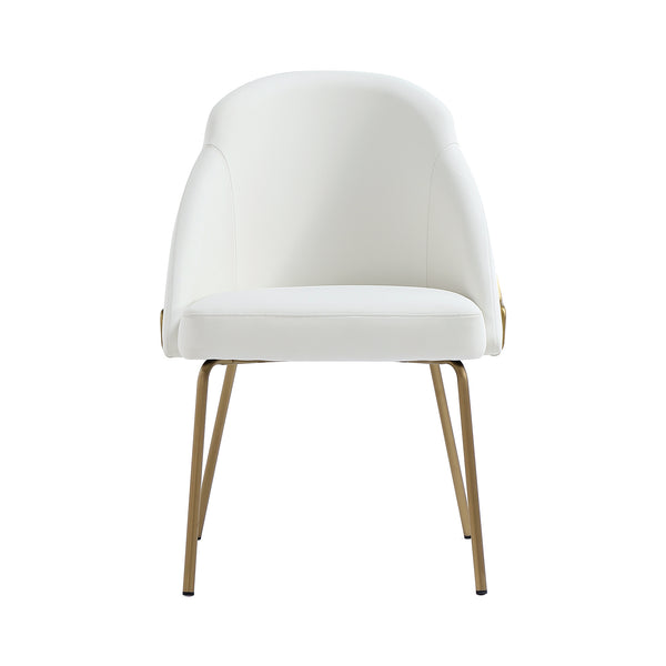 English Elm Gracie Metal Vegan Leather Dining Chair White & Gold — Luxurious Leatherette, High-Density Foam Comfort, 275 lb Capacity B365P397749