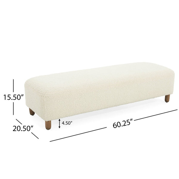 English Elm Comfortable Rectangular Bench Ottoman Foam Cushioned Pine Frame for Living Room Use N769P419107W