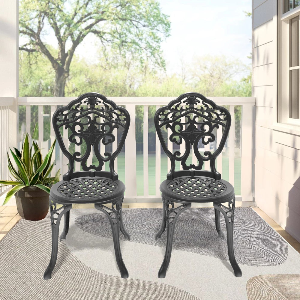 English Elm Cast Cast Aluminum Patio Dining Chair 2PCS Armless Black Frame 350lb Capacity Weatherproof Design W1710P220605