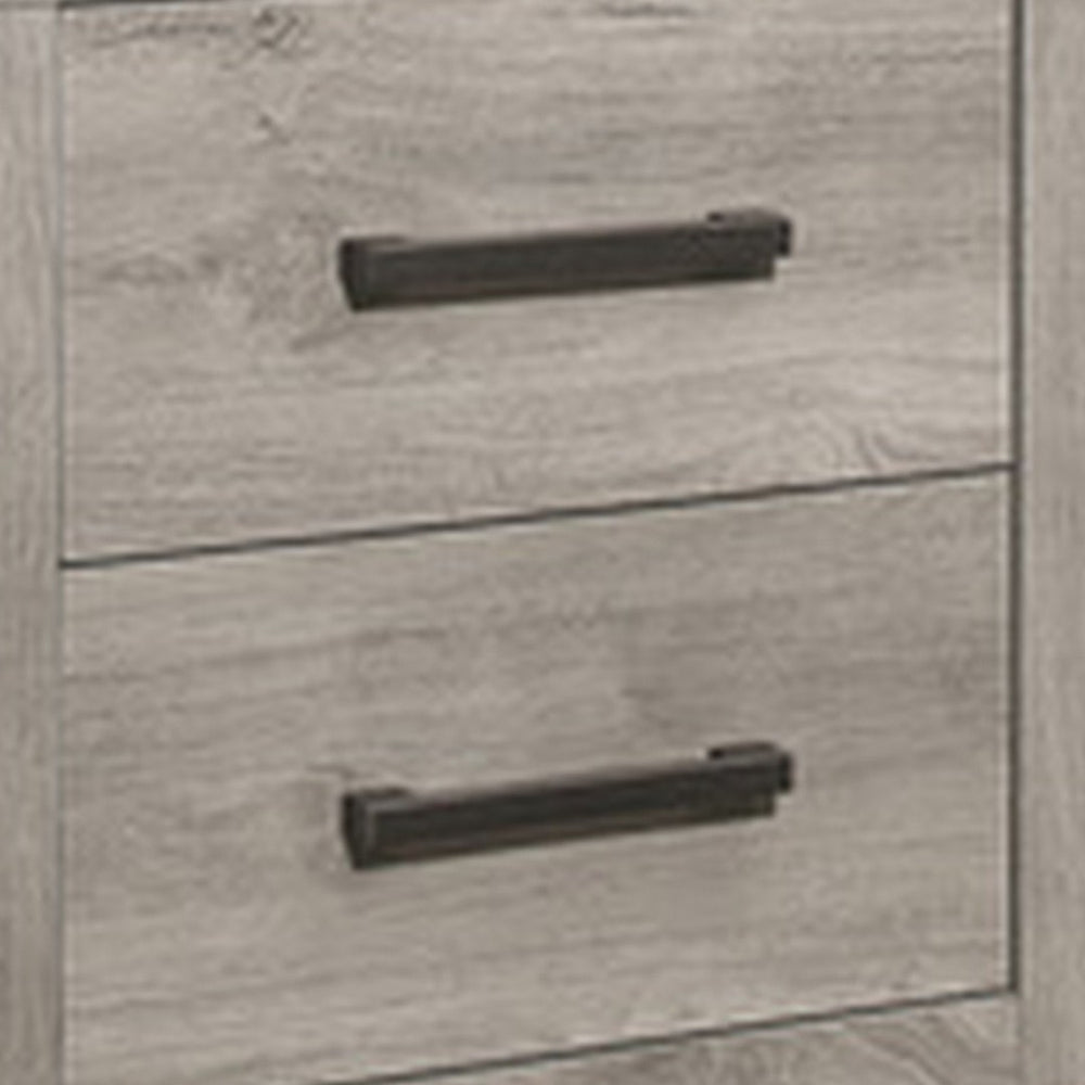 English Elm Deena 2 Drawer Nightstand Wood Grain Gray Finish with Metal Handles for Bedroom B056P416823