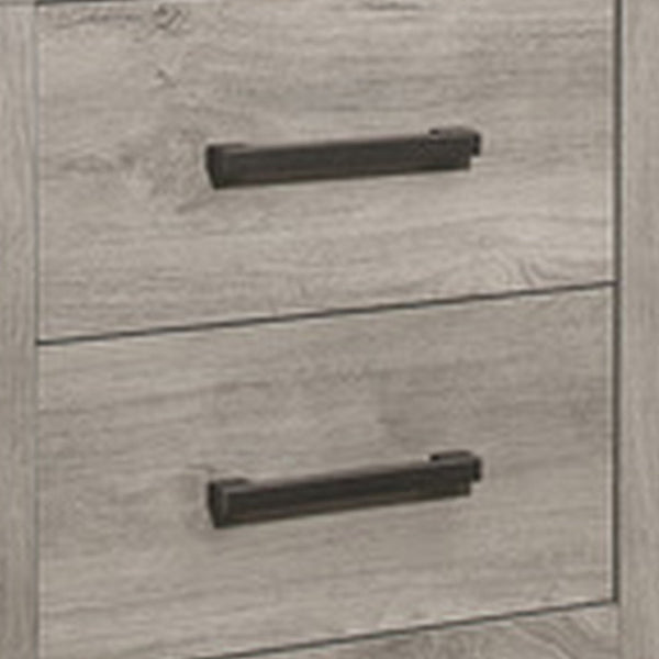 English Elm Deena 2 Drawer Nightstand Wood Grain Gray Finish with Metal Handles for Bedroom B056P416823