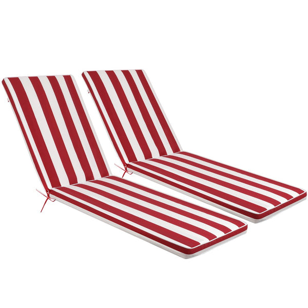 English Elm 2pcs Outdoor Chaise Lounge Cushions Uv Resistant Stripe Polyester Patio Set W2911P203974