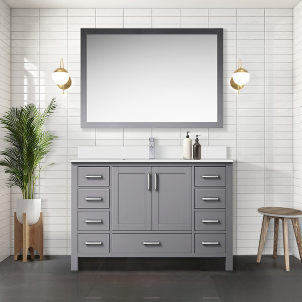 English Elm Dark Grey Solid Wood Bath Vanity 48" W x 22" D with Cultured Marble Top, Soft-Close Drawers & Storage B2731P259067
