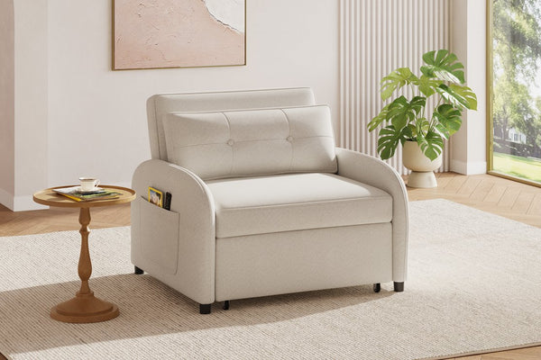 English Elm Christopher Knight Home® - (Old 3-in-1 Convertible Sleeper Sofa Bed with Pillow & Pocket, Compact Loveseat with Pull-Out Bed and Wheels Beige N765P34284849W