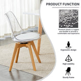 English Elm Modern Chairs Can Rotate 360 Degrees. The Backrest Is Made Of Pet Material, The Seat Cushion Is Made Of Pu Material, and The Support Legs Are Made Of Oak. (Set Of 4)